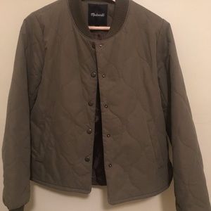 Madewell Quilted Army Green Bomber
